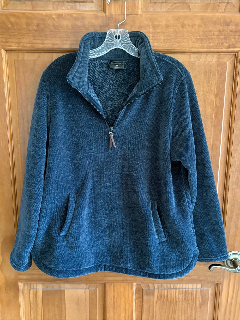 32 Degrees Heat Women's Blue 1/4 Zip Fleece Pullover Sweatshirt, Size L, Pockets